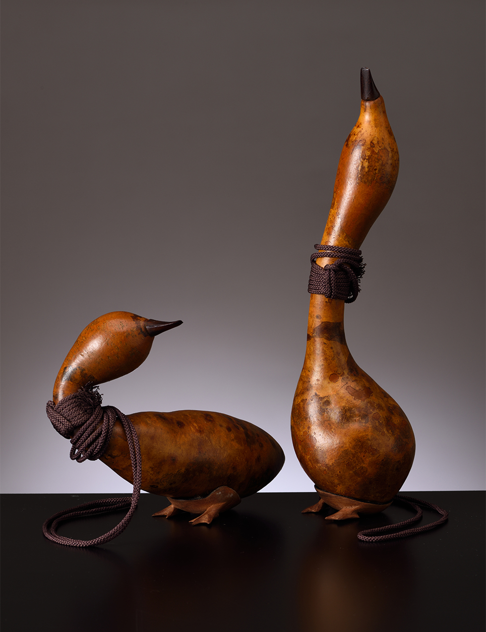 “A pair of geese made of gourd” by Tomioka Tessai (1836–1924)