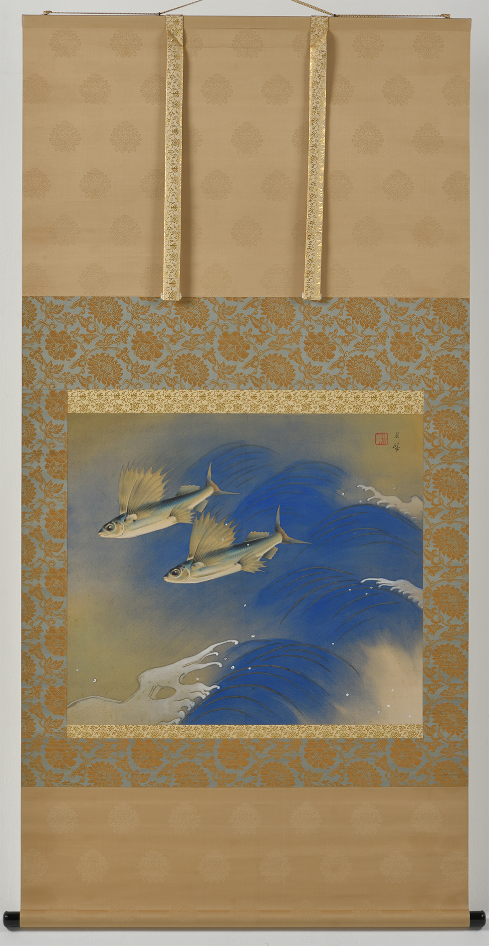 Hanging scroll “Flying Fish” painted by Nishiyama Suishō (1879 – 1958)
