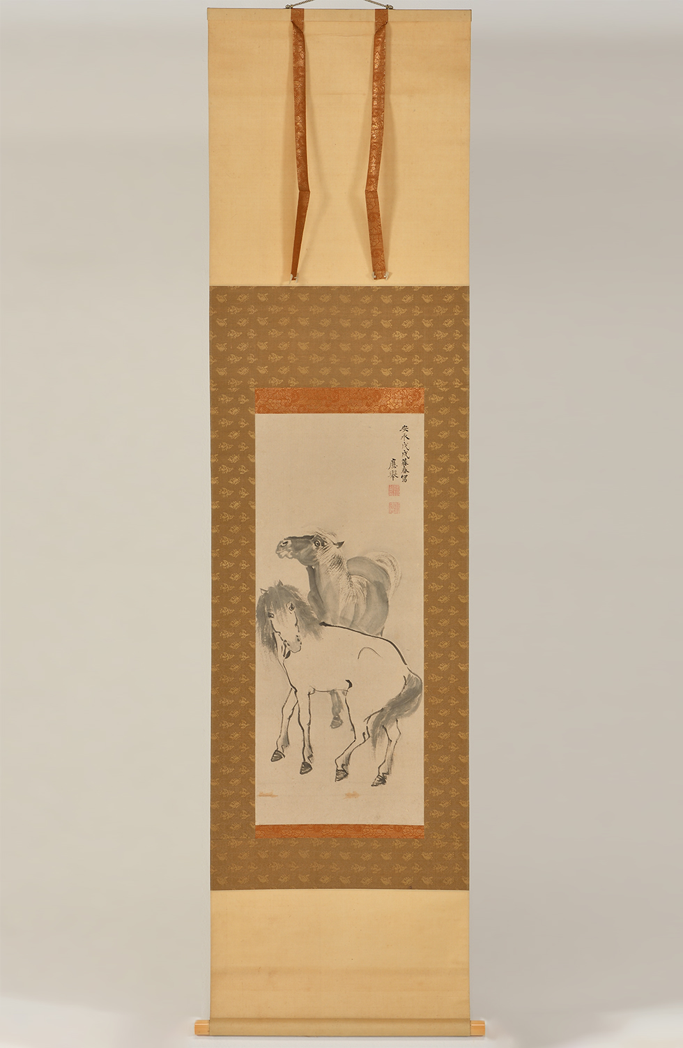 Hanging scroll “Hourses” painted by Maruyama Ōkyo (1733-1795)